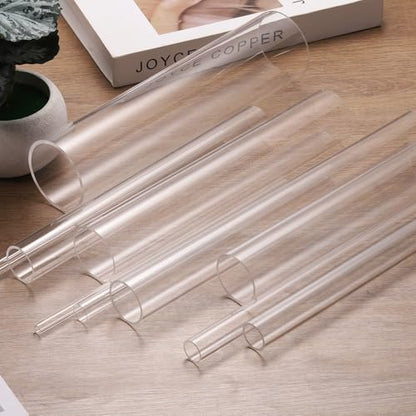 uxcell Clear Rigid Acrylic Pipe, 56mm(2.2") ID x 60mm(2.36") OD 18" Round Polycarbonate Tube Plastic Tubing with Rubber Caps for Plumbing, Lighting, Aquarium, DIY Projects - size: 56mm ID x 60mm OD 18"