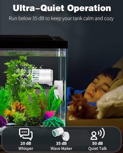 Pawfly Wave Maker for Aquarium, 500 GPH Aquarium Powerhead, Quiet Submersible Wavemaker for Fish Tanks up to 35 Gallons, Water Circulation Pump with Strong Suction Cup Base - size: for Tanks up to 35 Gallons