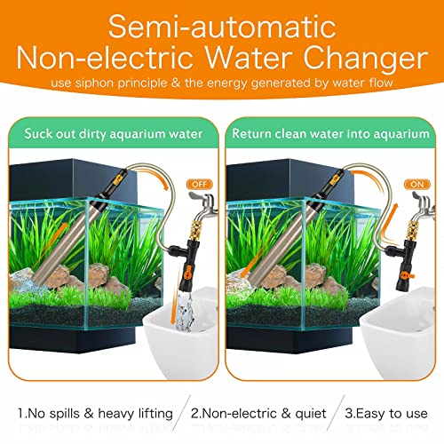 hygger Upgrade Aquarium Water Changer Kit, Semi-Automatic Fish Tank Gravel Cleaner, with 33 FT Water Hose, Flow Control Valve - size: 33FT