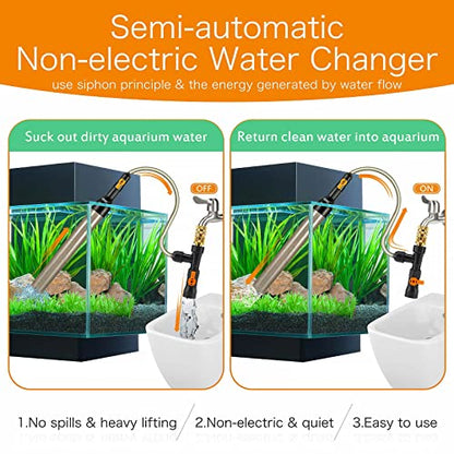 hygger Upgrade Aquarium Water Changer Kit, Semi-Automatic Fish Tank Gravel Cleaner, with 49 FT Water Hose, Flow Control Valve - size: 49FT