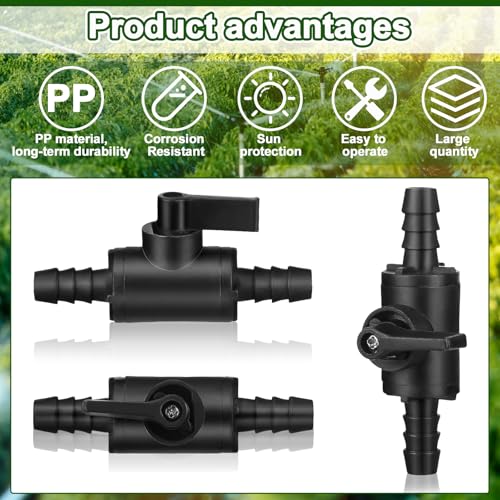 3 Pcs 3/8" Ball Valve Barbed Shut off Valve with 2 Way Hose Barb for Sprayer Drip Irrigation and Aquariums, Compatible with Fimco Sprayer