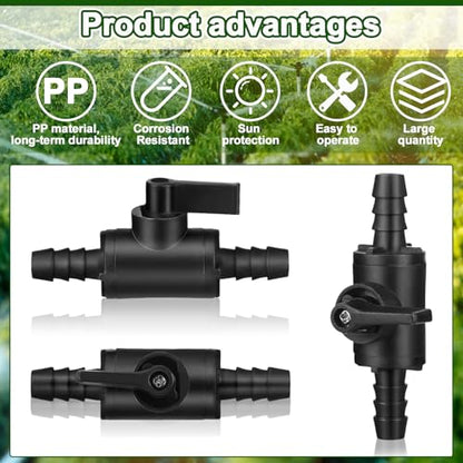 3 Pcs 3/8" Ball Valve Barbed Shut off Valve with 2 Way Hose Barb for Sprayer Drip Irrigation and Aquariums, Compatible with Fimco Sprayer
