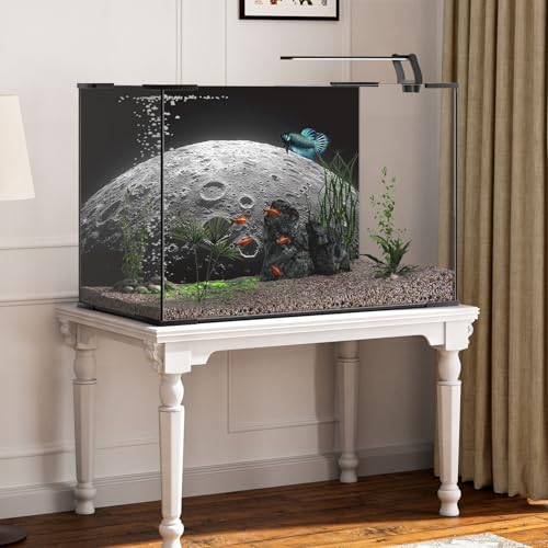 AWERT 48x24 inches Aquarium Background Moon Surface Space Planets Fish Tank Background Polyester Terrarium Background - size: 48x24in/120x60cm