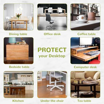 16 x 44 Inch Clear Table Cover Protector, Clear Desk Mat, Table Protector, 1.5mm Plastic Table Cover, Vinyl Table Protector, Desk Mats on Top - size: 16" x 44"