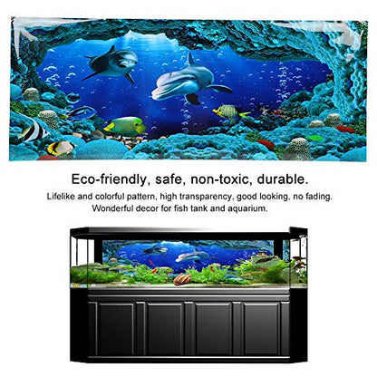 Background Poster Decorative Sea World Paintings PVC Sticker Landscape for Aquarium Fish Tank (61 * 30cm) - size: 61*30cm
