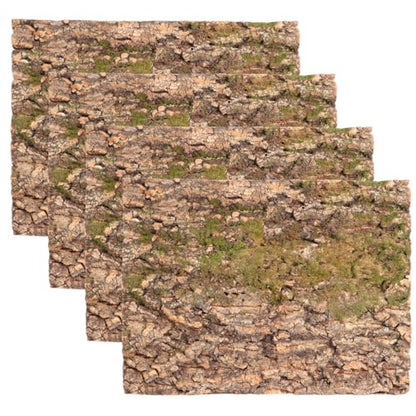 4 Pcs Cork Terrarium Background, 15.7 x 11.8 in Reptile Cork Bark Mat, Large Cork Bark Climbing Sheet, Cuttable Bark Backdrop Wall Panel for Aquarium, Vivarium, Reptile Habitat