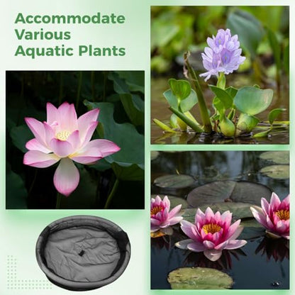 2 Pack Floating Pond Plant Protector, 23.6 in Round Fish Barrier Ring, Black Mesh Floating Island Guard for Water Lilies Lotus Hyacinth, Koi Carp Plant Protection, Water Garden Cover