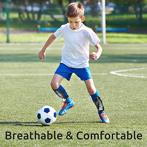 Shin Guards Soccer Kids Toddler, Shin Guard for Boys Girls 2-18 Years Old - color: Black, size: Medium