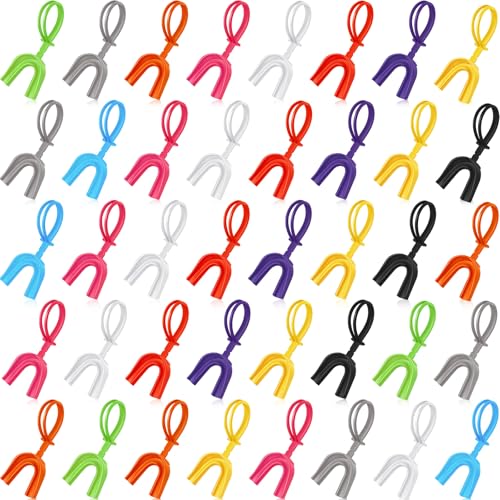 Copkim 50 Pcs Strapped Mouth Guard Bulk Not Boil - color: Multicolor, size: Adults