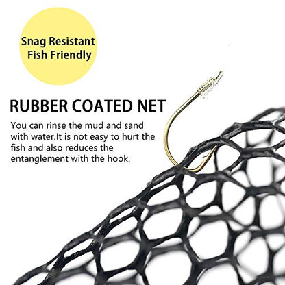 SAN LIKE Fishing Net Fish Landing Net Collapsible Fish Net with Anti-Slip Telescoping Rubber Pole Handle for Kids Adults in Saltwater Freshwater Multi-Size Extending to 37/42/43/51/69/71/89/98inch - color: Fiberglass pole,length 53.14" to 98.42"