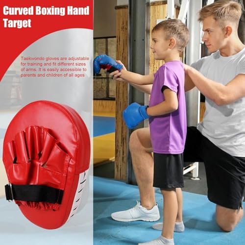 Boxing Mitts Thick Adjustable Curved Focus Punching Mitts - color: Red