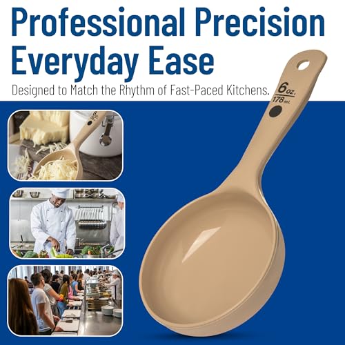 Carlisle FoodService Products Measure Miser Plastic Measuring Spoon with Short Handle, 6 Ounces, Beige