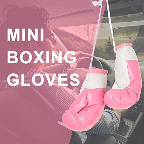 Pink Mini Boxing Gloves 3.9" Car Mirror Hanging Accessories - color: Pink