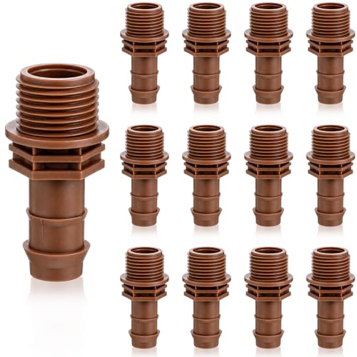 12 Pcs 1/2" Thread to 1/2" Coupling PVC to Drip Irrigation Adapter Fittings, 1/2" Male Pipe Thread(MPT) x 1/2" Barbed Drip Line Coupling Connectors - size: 1/2" Thread to 1/2" Coupling