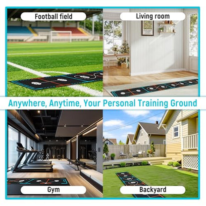 Soccer Training Mat, Non-Slip Footwork Practice for 1-4 Players
