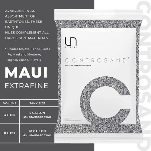 UNS Controsand - Maui, 8L - Natural Freshwater 0.4-0.9mm Black Sand for Aquascaping Planted Tanks - Aquarium, Terrarium, Paludarium Substrate for Betta, Shrimp, Fish, Jumping Spider, Turtle - size: 8L