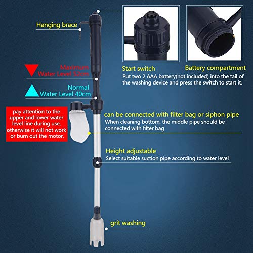 Ejoyous Fish Gravel Cleaner Electric Aquarium Pump Filter Water Changer Fish Cleaning Changing Tools