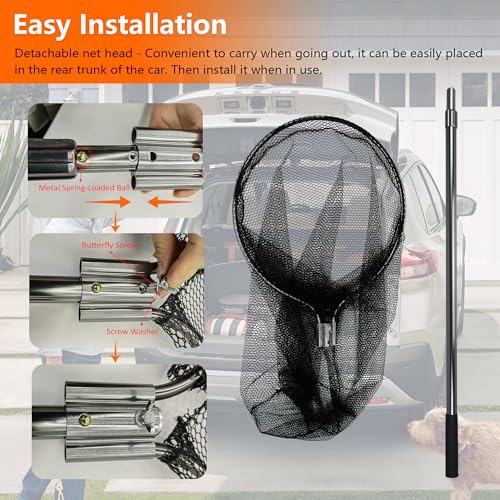 Catcher Net Small Animal Control Net Poultry Catching Trap Tool for Chicken, Duck, Goose, Fish, Cat, Dog and Others(43"- 78" Handle with 24" Net Opening) (Advanced Grey - Large) - color: Advanced Grey - 24inch Net Opening(Large)
