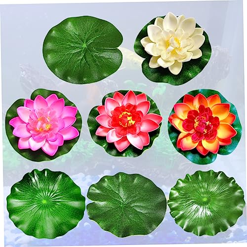 Cabilock 2sets Realistic Water Lily and Lotus Decorations for Pool and Garden Includes Artificial Lily Pads and Leaves for Stunning Aquatic Displays