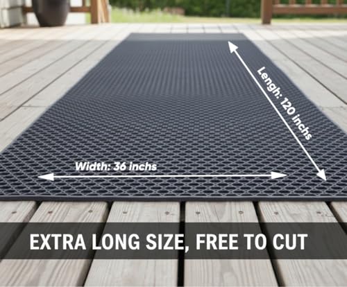 PVC Drainage Floor Mat Non-Slip Commercial Wet Area Mat for Outdoor and Indoor Restaurant Kitchen Bar Swimming Pool Splash Matting Water Drain Flooring Mat,Black, 3FTX10FT