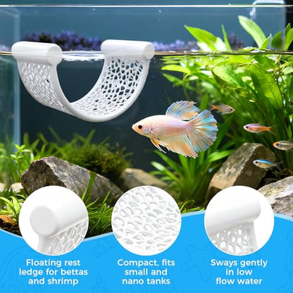 Betta Fish Hammock, White U Shape Betta Hammock, Betta Bed for Small Fish, Fish Tank Decoration, Betta Fish Tank Accessories for Shrimp and Bettas