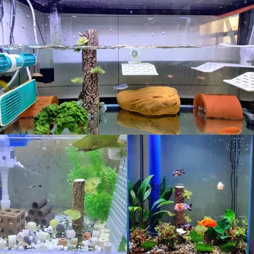 Fish Tank Tree Trunk Tall Decoration 10.6'' Aquarium Tree Stump Freshwater Saltwater Terrarium Ornament for Goldfish Betta Fish Shrimp Reptile