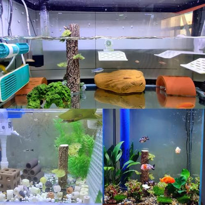 Fish Tank Tree Trunk Tall Decoration 10.6'' Aquarium Tree Stump Freshwater Saltwater Terrarium Ornament for Goldfish Betta Fish Shrimp Reptile