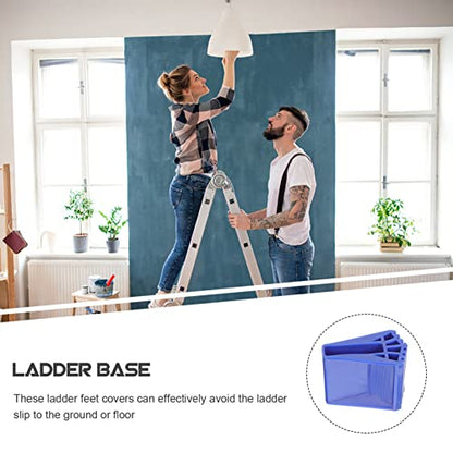 Homoyoyo 2pcs Non- Ladder Feet Pads Rubber Covers for Enhanced Stability and Safety Skid Mats for Ladders and Telescopic Stairs - color: Blue