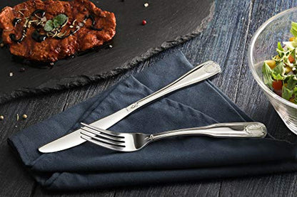 New Star Foodservice Shell Pattern 18/0 Stainless Steel Dinner Knife, 8.6-Inch, Set of 12, Commercial Grade - size: Dinner Knife (8.6-inch)