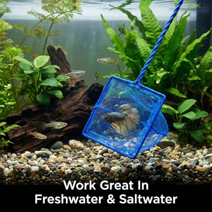 2 Pcs Fish Net for Fish Tank with 10 Inch Long Handle, Fine Mesh Aquarium Net Quick Catch Nylon Fishing Catch Nets