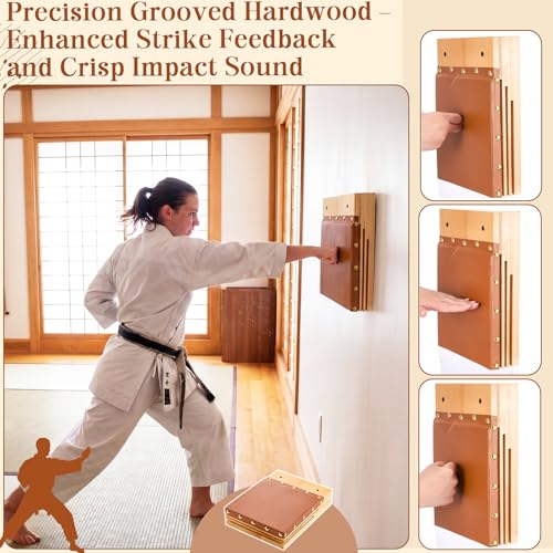 Novabright Clapper Makiwara 12x 8.7 Inch Makiwara Board Strike Pad Portable Wall Mount Handheld Punching Martial Arts Karate Taekwondo Training Equipment for Home Gym Garage Dorm