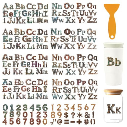 10 Sheets Steampunk Gear Letters UV DTF Cup Wraps, 10 Styles 26 Alphabet Punk-Inspired Mechanical Style Cup Wrap Decals Waterproof Rub on Transfer Stickers for Glass Cups Furniture - style: Letters