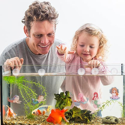 PLIGREAT 4 Pcs Floating Fish Tank Decorations, Cute Mermaid Aquarium Ornament Simulated Little Mermaid with Floating Device for Home Underwater World