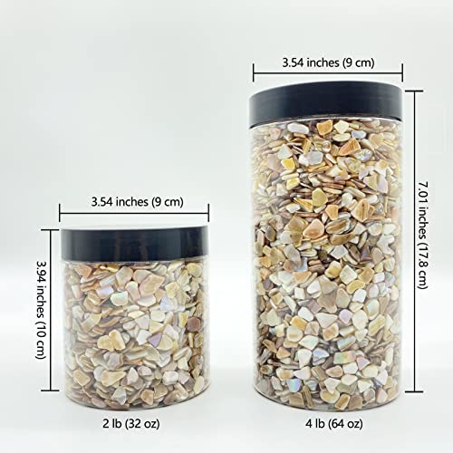 Yew & Tulip Natural Crushed Shells Chips, 32 oz (2 lb) Irregular Mother of Pearl Mosaic Fragments for Crafts, Home Décor, Vase Filler, Wedding, Fish Tank, Wedding, DIY etc. (32 oz (2 lb), Warm)