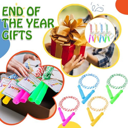Soulchen 12 Sets Jump Rope Adjustable with Card Tag Rainbow Year-End Gift