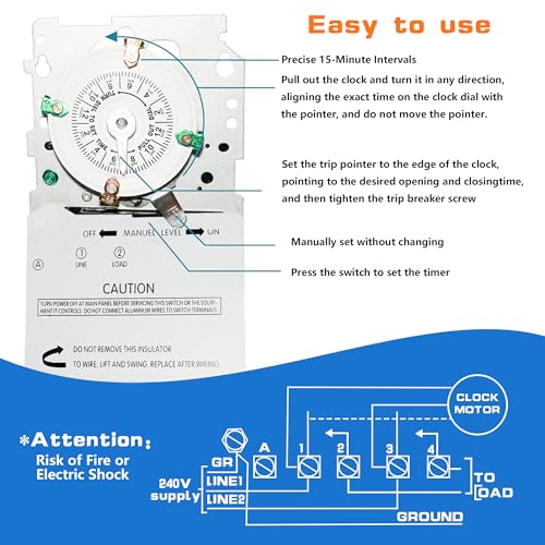 T101M Electromechanical Timer Switch Versatile Scheduling Manual Override,Mechanism Only