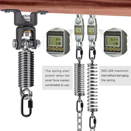 BeneLabel Heavy Bag Ceiling Mount with Spring & Chains 360° Rotation Punching Bag Ceiling Hanger with Bearings Boxing Bags Holder Hardware with 2 Wood Screws and 2 Expansion Screws - color: Hanger with Straight Spring (275 LBs Capacity)