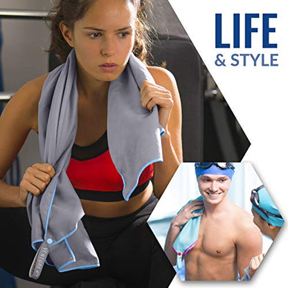VENTURE 4TH Quick Dry Travel Towel, Ultra Soft Microfiber - 3 Sizes - color: Gray Blue, size: 60.00" x 31.50"