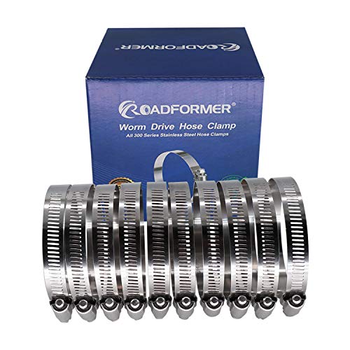 5" Worm Gear Hose Clamp - SAE 80 Size, Full Stainless Steel with 1/2" Band Width, Working Range 116mm - 140mm Hose Clamps,10 Pack