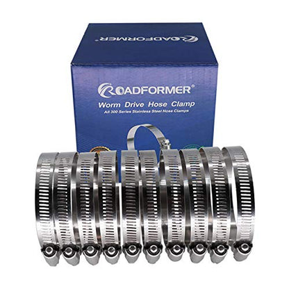 5" Worm Gear Hose Clamp - SAE 80 Size, Full Stainless Steel with 1/2" Band Width, Working Range 116mm - 140mm Hose Clamps,10 Pack