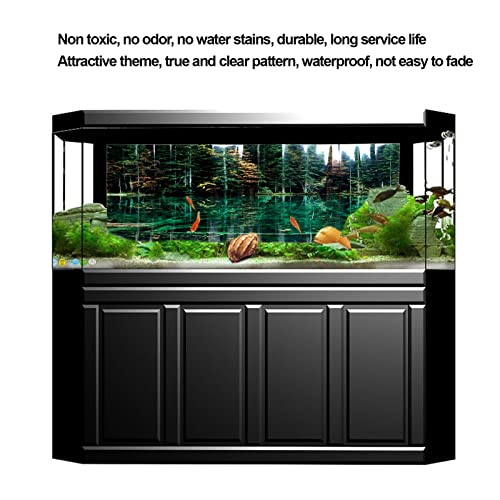 3D PVC Self Adhesive Fish Tank Wallpaper Sticker, Lake Reflection Pattern, for Aquarium Fish Tank Decoration, Premium 1 Roll (122 * 50CM)