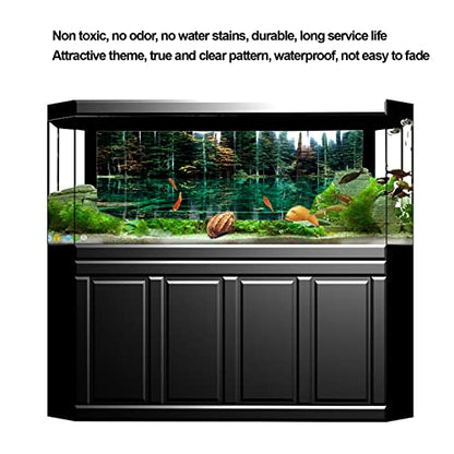3D PVC Self Adhesive Fish Tank Wallpaper Sticker, Lake Reflection Pattern, for Aquarium Fish Tank Decoration, Premium 1 Roll (122 * 50CM)