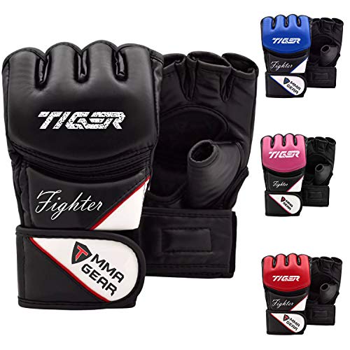 TMA MMA Gloves, Grappling Muay Thai Punching Training Martial Arts Sparring, Fighting Gloves, Kickboxing Gloves, MMA Training - color: Black, size: Small-Medium