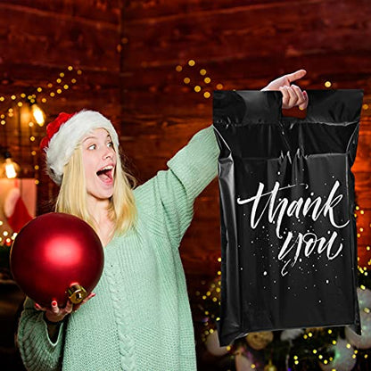 Metronic Thank You Poly Mailers 14.5x19 50 Pcs, Easy to Carry Shipping Bags with Handle, Self Seal Mailers Poly Bags for Small Business Packing and Shipping, Large Package Bags Mailing Bags, Black - color: Black, size: 14.5X19" 50PC