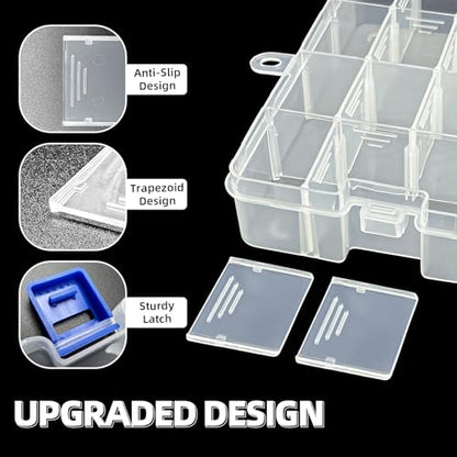 Plastic Organizer Container Storage Box Adjustable Divider Removable Grid Compartment for Jewelry Beads Earring Container Tool Fishing Hook Small Accessories(34 Grids, White X 1)