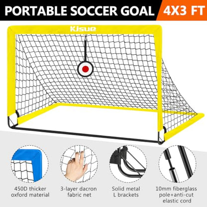 Soccer Goal, Kids Soccer Goals for Backyard Set of 2, Pop Up Soccer Net - color: Yellow, size: 4X3 FT