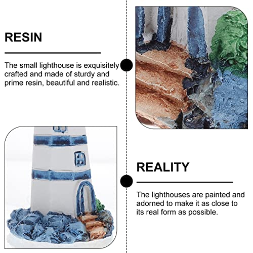 Beavorty Aquarium Lighthouse Miniature Mini Lighthouse Ornament Nautical Decoration Micro Landscape for Fish Tank Decor Ocean Sea Beach Party Blue