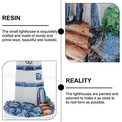 Beavorty Aquarium Lighthouse Miniature Mini Lighthouse Ornament Nautical Decoration Micro Landscape for Fish Tank Decor Ocean Sea Beach Party Blue
