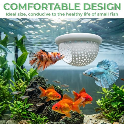 2 PCS Floating Betta Hammock & Shrimp Shelter, 3D Printed Aquarium Hammock | Floating Bettas Hide and Shrimp Cave Safe Resting Spot with Feeding Ring for Bettas Small Fish Betta Fish Tank Accessories(Wh