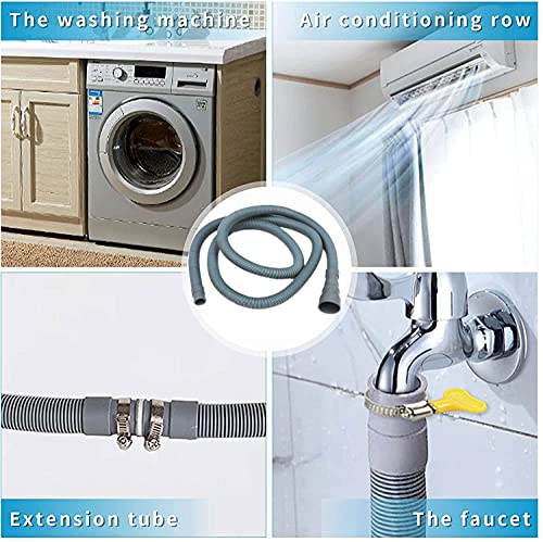 10ft Washing Machine Drain Hose, Universal Drain Hose Extension Kit for Washer, Dishwasher, Flexible Discharge Hose for LG/GE/Samsung, Fit up to 1-1/2 Inch Drain Outlets (10)